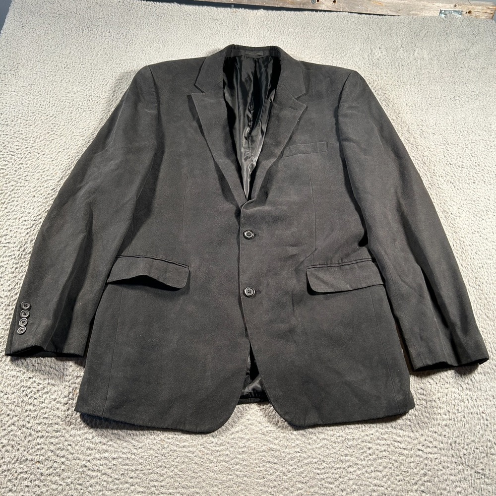 Oleg Cassini Baxter Blazer Jacket Men 44L Charcoal Black 2-Button Casual